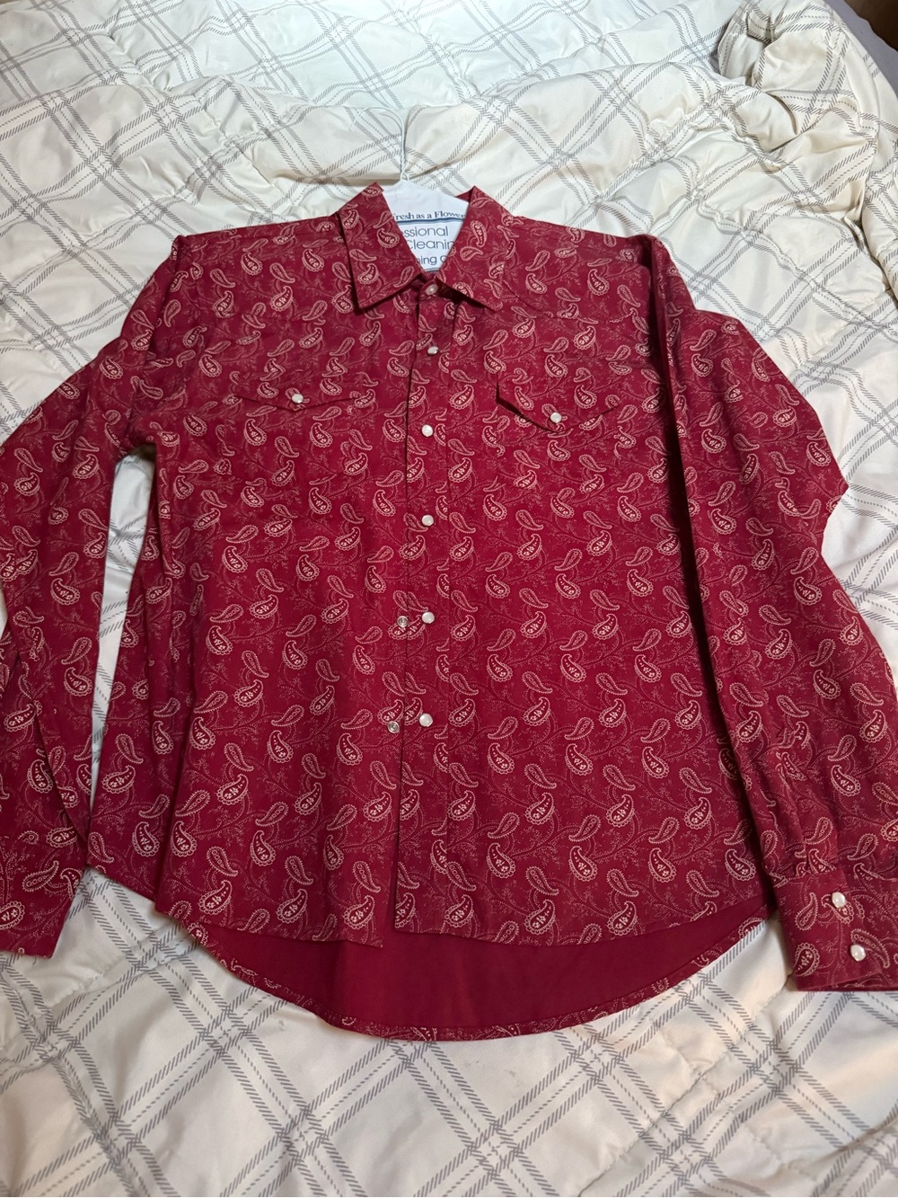 Kids Long-Sleeve Button-Down Shirt in Red Paisley